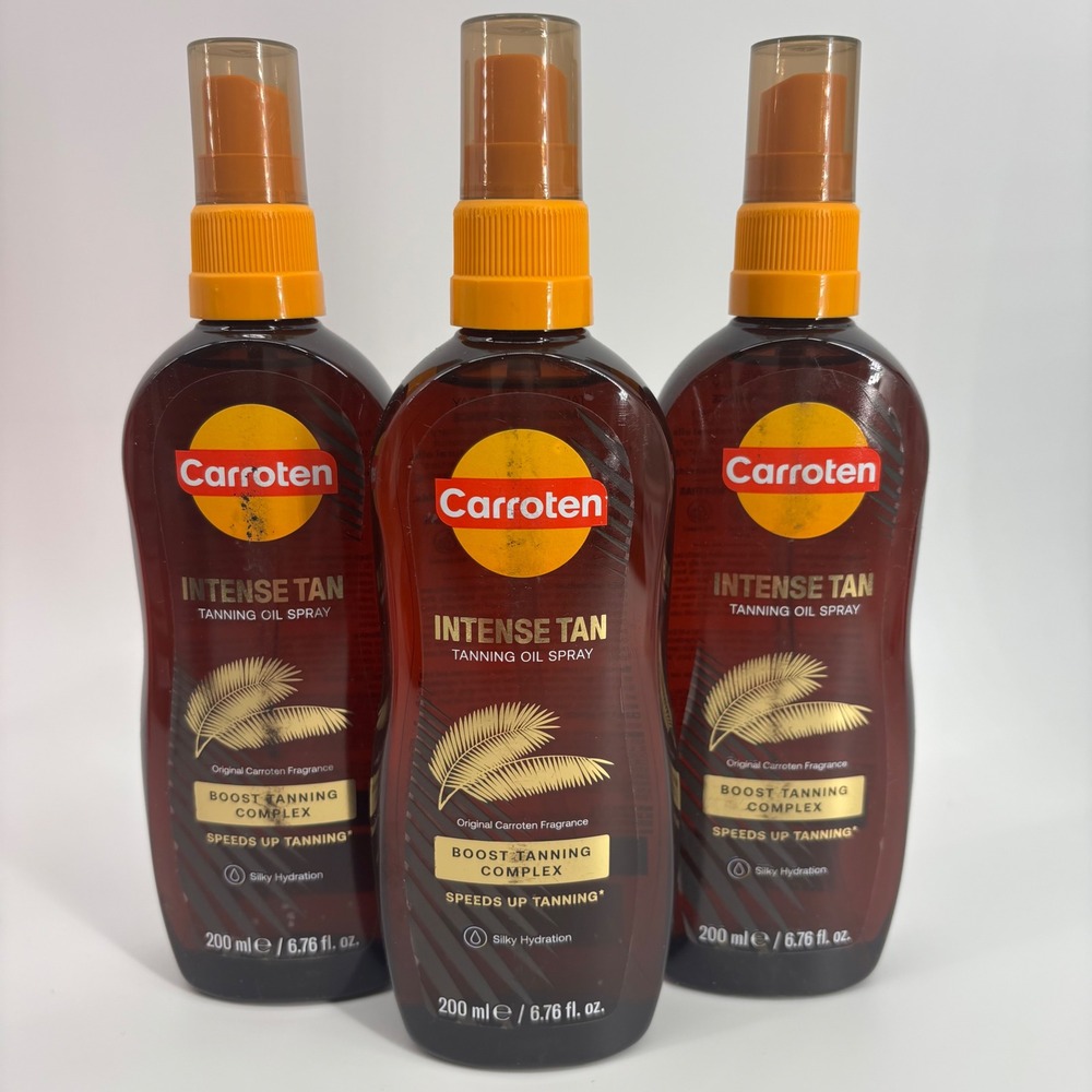 3x Carroten Intense Tan Tanning Oil Spray 200ml Coconut Fragrance Vitamin E